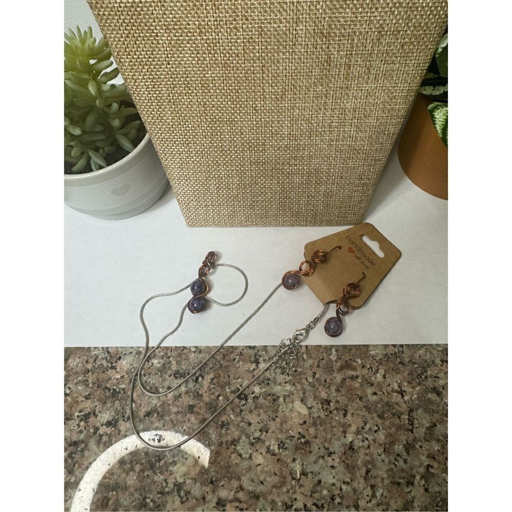 Purple Dragon Vein Agate Necklace and Earrings